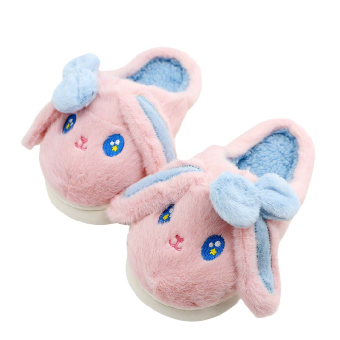 Papuci de casa pufosi, model Iepure amuzant C106roz [9]