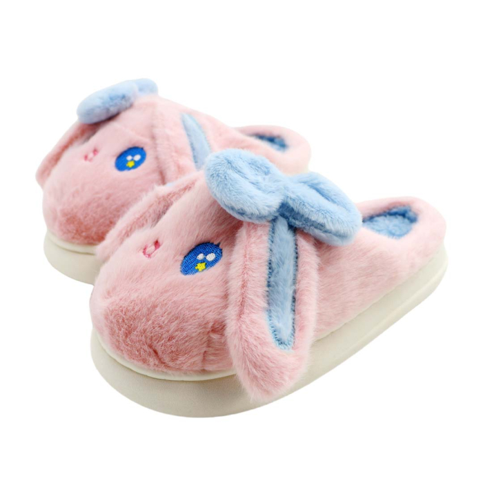 Papuci de casa pufosi, model Iepure amuzant C106roz [7]
