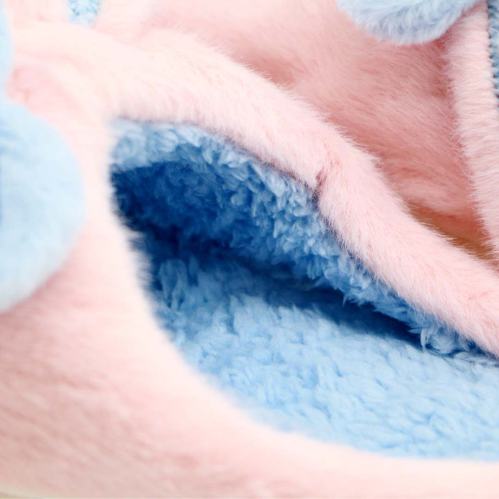 Papuci de casa pufosi, model Iepure amuzant C106roz [10]