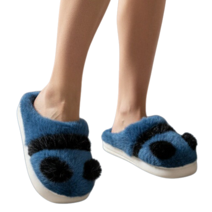 Papuci de casa pufosi si haiosi L629albastru [2]