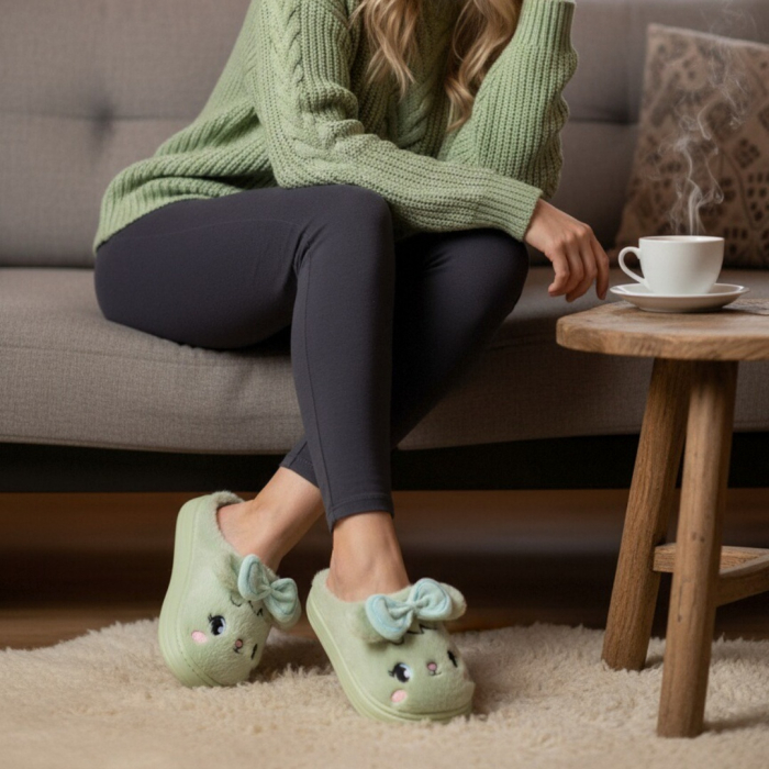 Papuci de casa pufosi si haiosi L679verde [4]