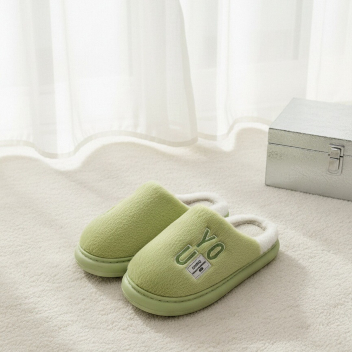 Papuci de casa pufosi L707verde [6]