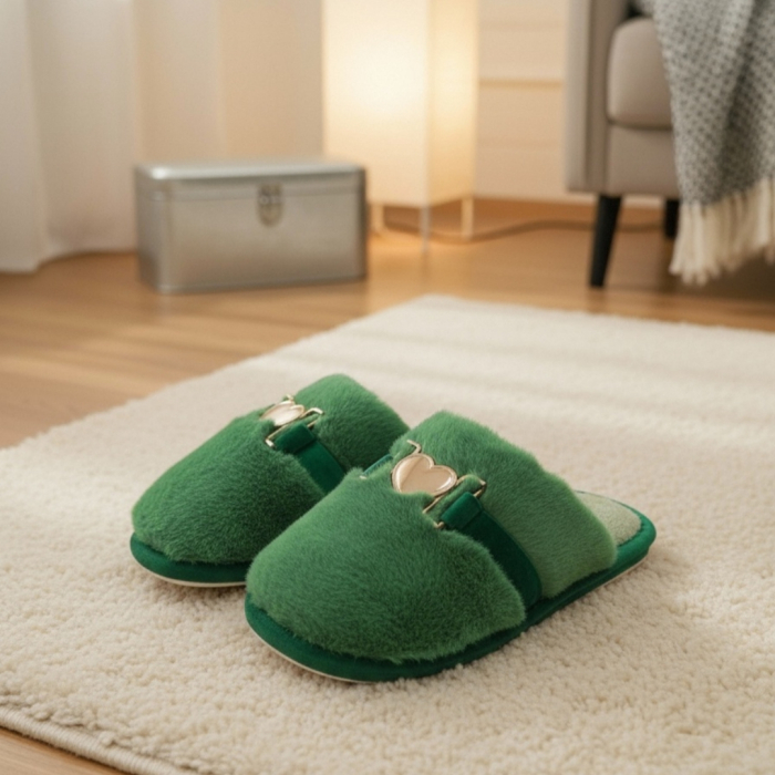 Papuci de casa pufosi WF910verde [4]