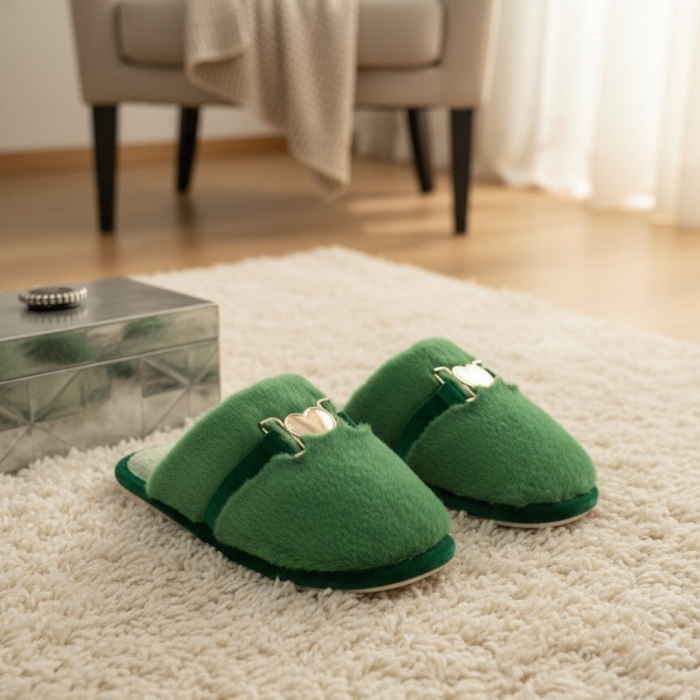 Papuci de casa pufosi WF910verde [6]