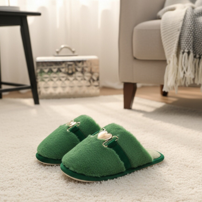 Papuci de casa pufosi WF910verde [7]