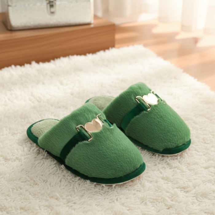 Papuci de casa pufosi WF910verde [5]