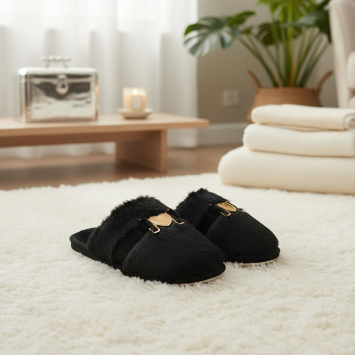 Papuci de casa pufosi WF910negru [6]