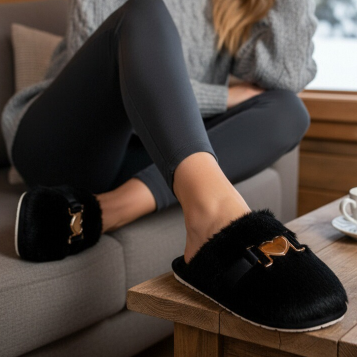 Papuci de casa pufosi WF910negru [7]