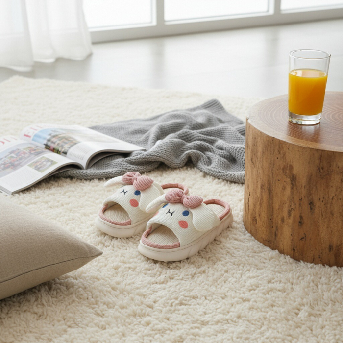 Papuci de casa veseli, model Iepuras P2071roz [6]