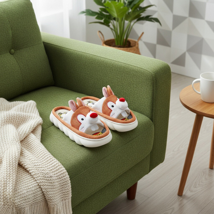 Papuci de casa veseli, model Iepuras P2076portocaliu [5]