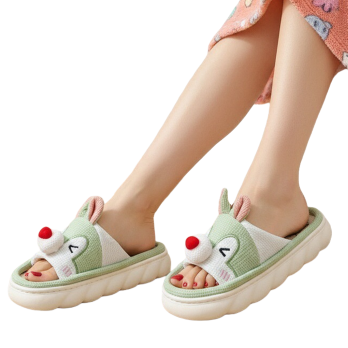 Papuci de casa veseli, model Iepuras P2076verde [2]