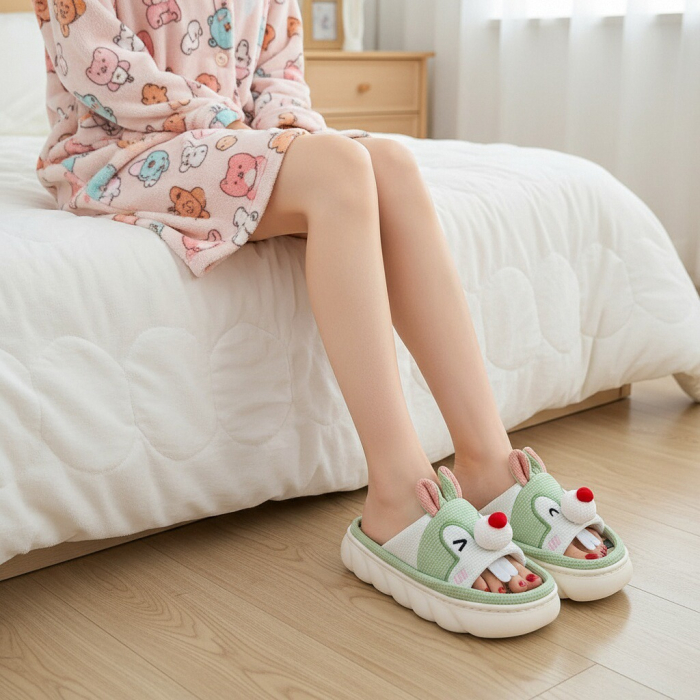 Papuci de casa veseli, model Iepuras P2076verde [6]