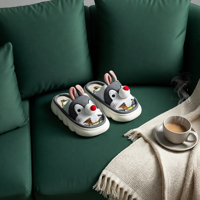 Papuci de casa veseli, model Iepuras P2076gri [7]