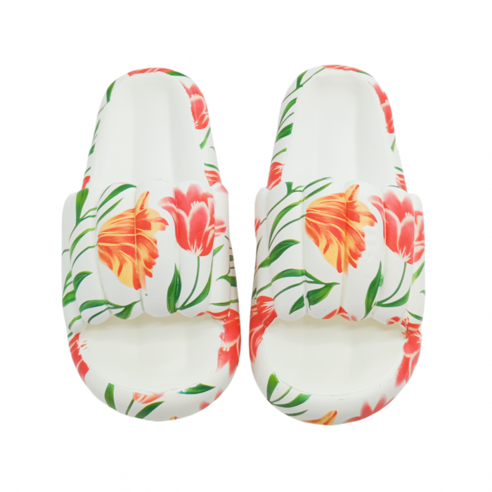 Papuci cu motiv floral H676alb [5]