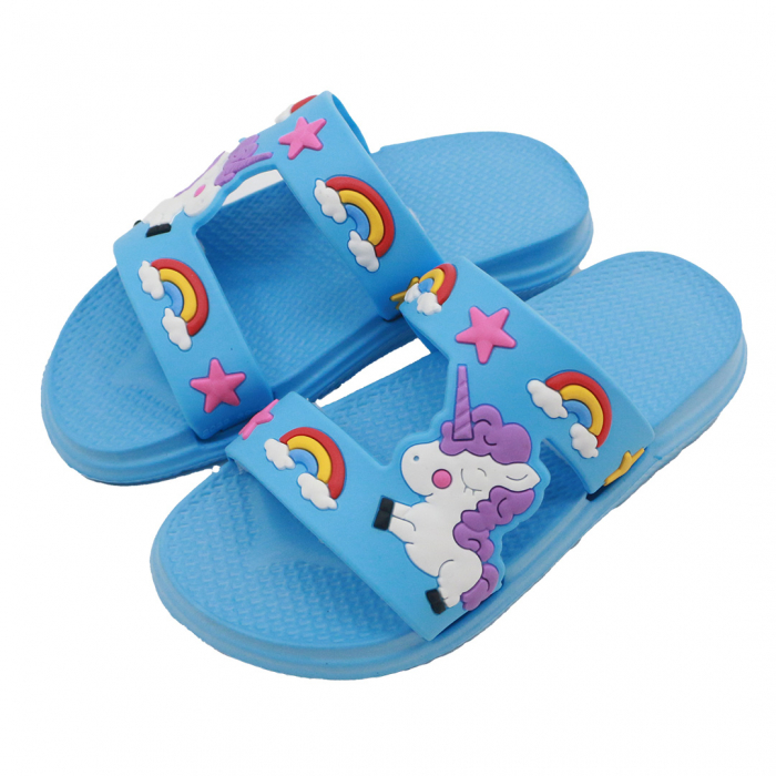 Papuci veseli ' Unicorn si Curcubeu ' 555-18albastru [3]