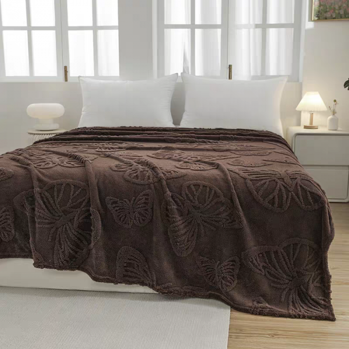 Patura cocolino pentru pat dublu cu fluturi gofrati 61246-1 [3]
