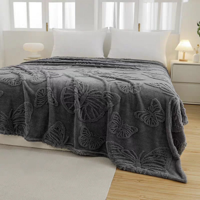 Patura cocolino pentru pat dublu cu fluturi gofrati 61246-2 [2]