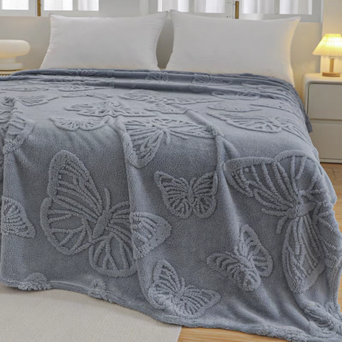 Patura cocolino pentru pat dublu cu fluturi gofrati 61246-6 [5]