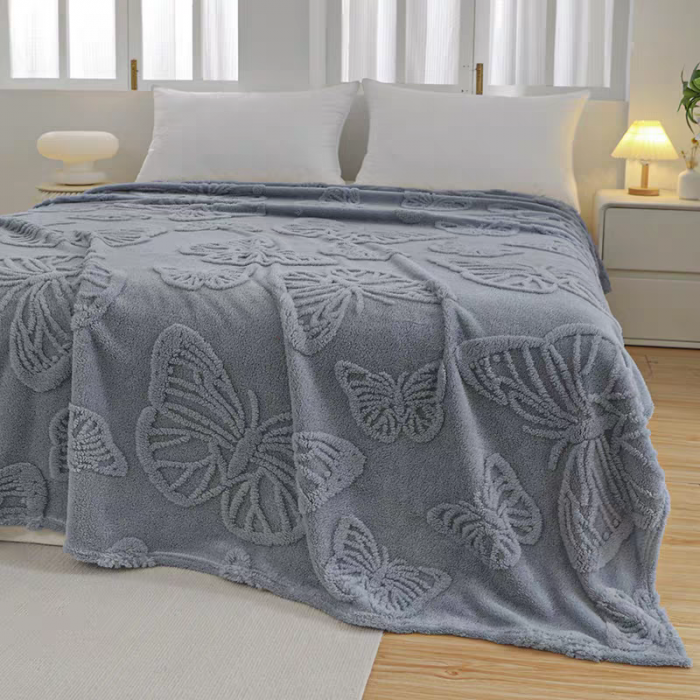Patura cocolino pentru pat dublu cu fluturi gofrati 61246-6 [3]