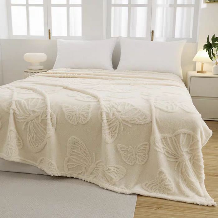 Patura cocolino pentru pat dublu cu fluturi gofrati 61246-9 [2]