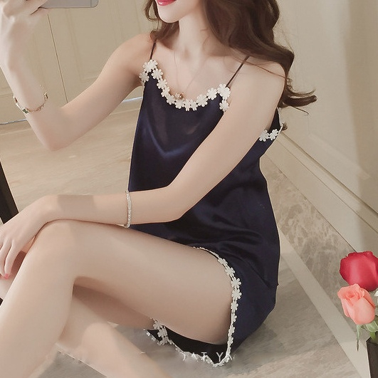 Pijama din satin 6559albastru [2]