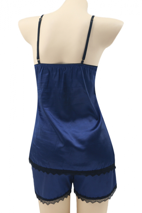 Pijama din satin S-413bleumarin [2]