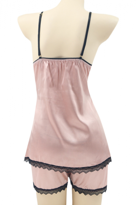 Pijama din satin S-413roz deschis [2]