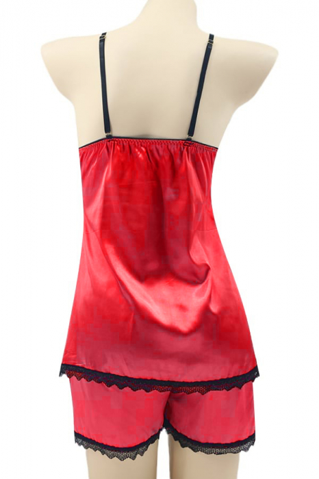 Pijama din satin S-413rosu [2]