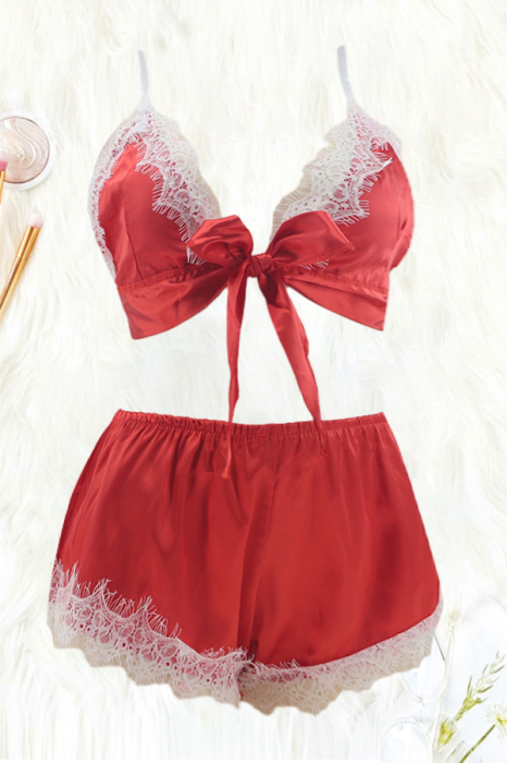 Set pijama sexy doua piese, top si pantaloni scurti TY-SD172rosu [3]