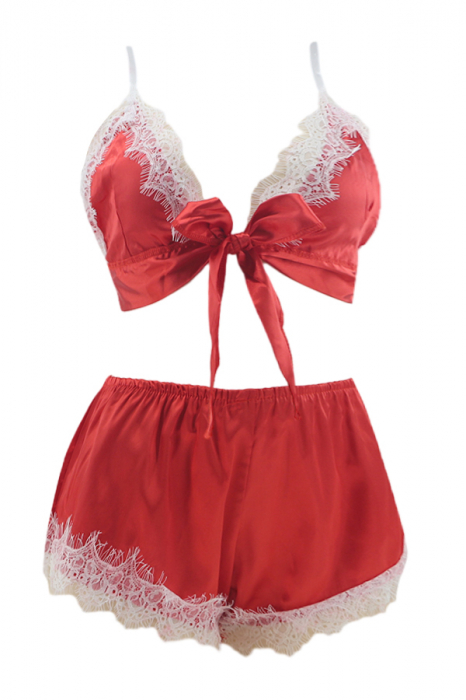Set pijama sexy doua piese, top si pantaloni scurti TY-SD172rosu [4]