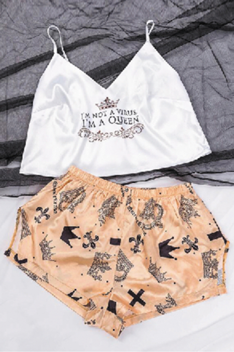 Set pijama doua piese, maiou si pantaloni scurti TY-SD189alb [3]