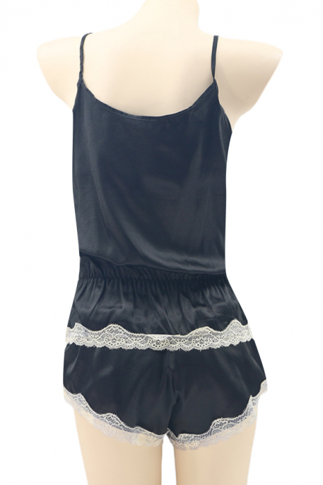 Pijama din satin S-471 -Negru [2]