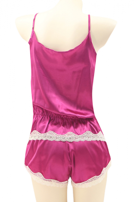 Pijama din satin S-471 -Roz inchis [2]