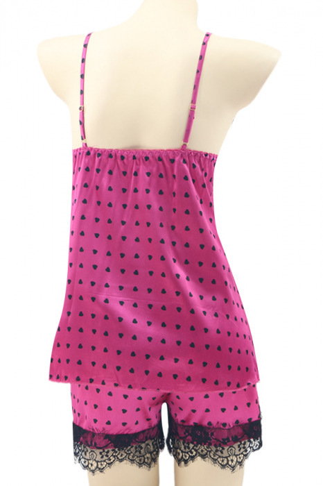 Pijama din satin S-632roz inchis [2]