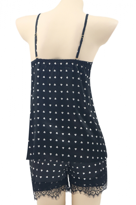 Pijama din satin S-632negru [2]
