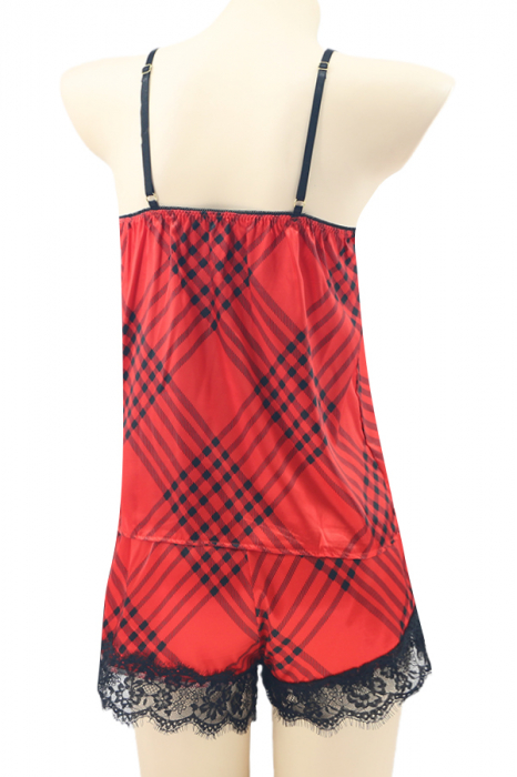 Pijama din satin S-687-Rosu [2]