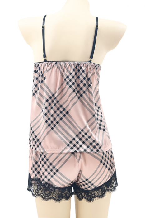 Pijama din satin S-687 Roz deschis [2]