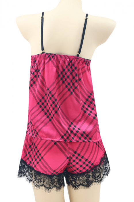 Pijama din satin S-687 Roz inchis [2]