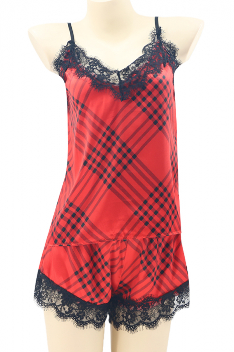 Pijama din satin S-687-Rosu [1]