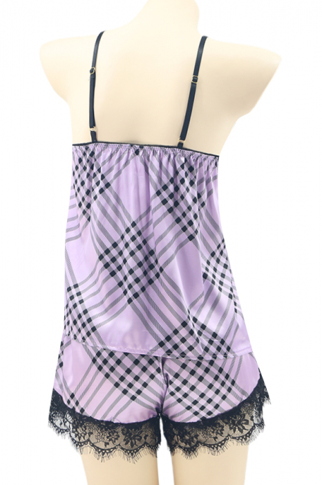 Pijama din satin S-687 mov [2]