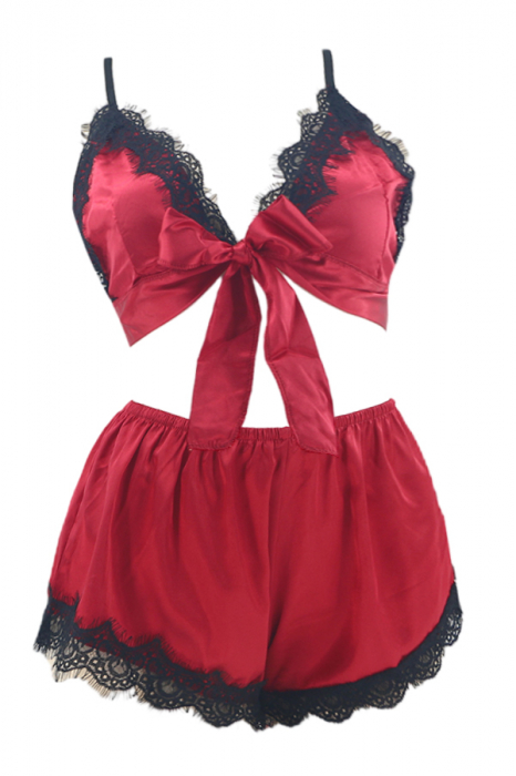 Set pijama sexy doua piese, top si pantaloni scurti TY-SD172visiniu [4]
