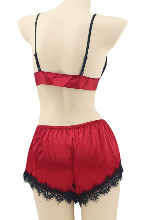 Set pijama sexy doua piese, top si pantaloni scurti TY-SD172visiniu [2]