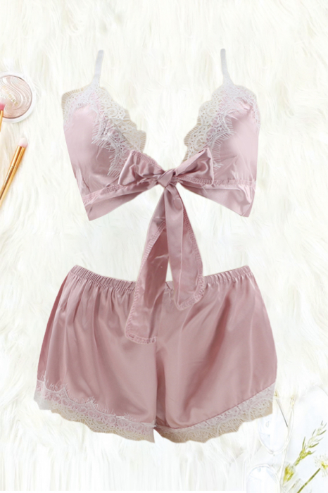 Set pijama sexy doua piese, top si pantaloni scurti TY-SD172roz [3]