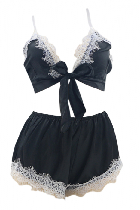 Set pijama sexy doua piese, top si pantaloni scurti TY-SD172negru [4]