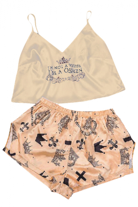 Set pijama doua piese, maiou si pantaloni scurti TY-SD189bej [4]