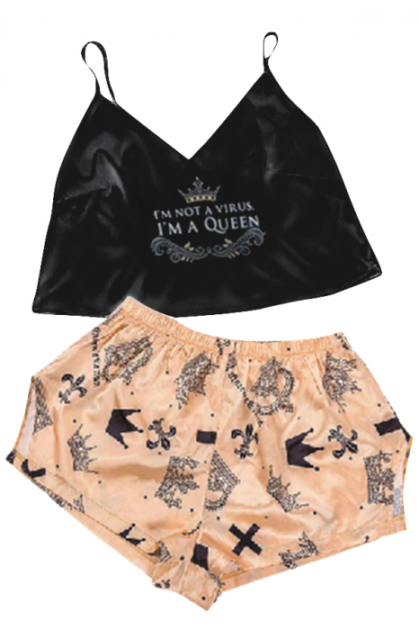 Set pijama doua piese, maiou si pantaloni scurti TY-SD189negru [4]