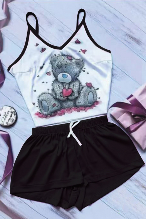 Set pijama doua piese, maiou si pantaloni scurti TY-SD321negru [3]