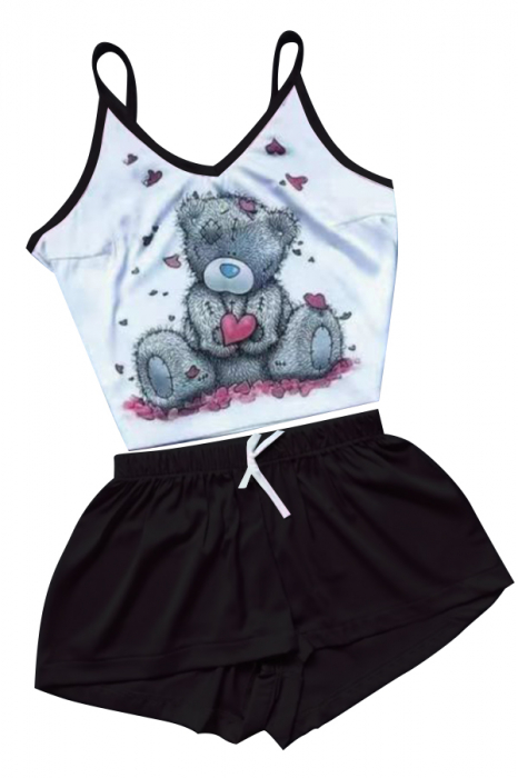 Set pijama doua piese, maiou si pantaloni scurti TY-SD321negru [4]