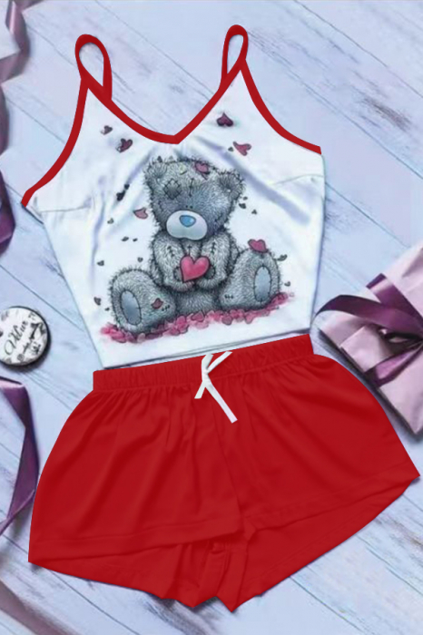 Set pijama doua piese, maiou si pantaloni scurti TY-SD321rosu [3]