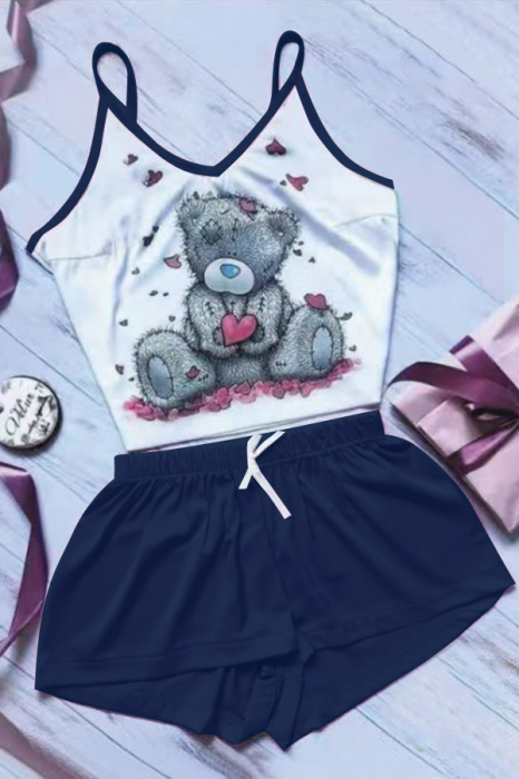 Set pijama doua piese, maiou si pantaloni scurti TY-SD321bleumarin [3]